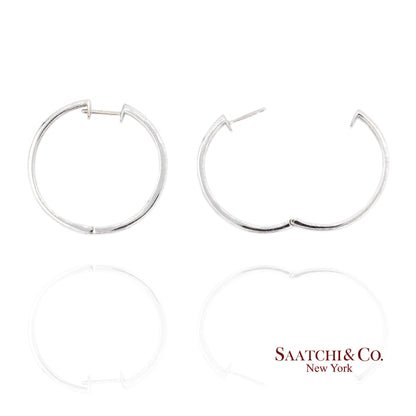 18K White Gold Natural Diamond Hoop Earring
