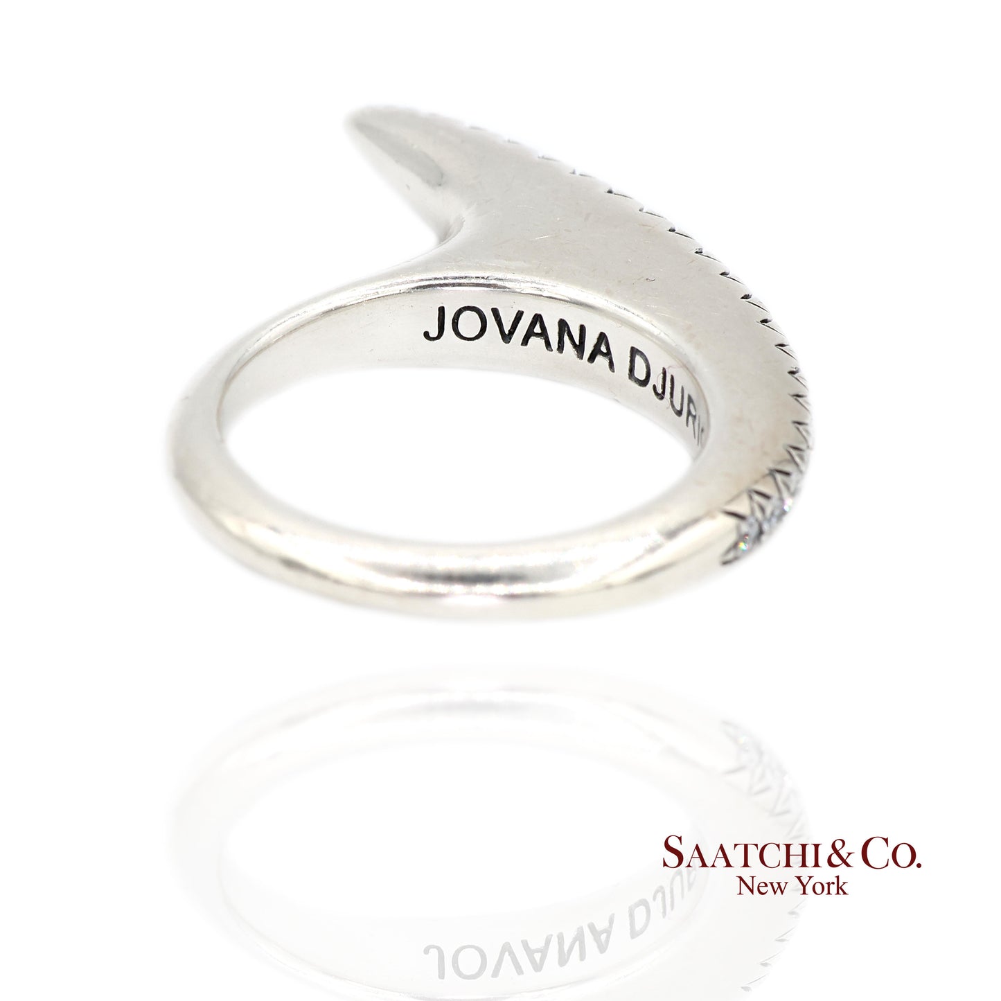 Jovana Djuric Sterling Silver (950) Natural Small Diamond Ridge Slice Ring