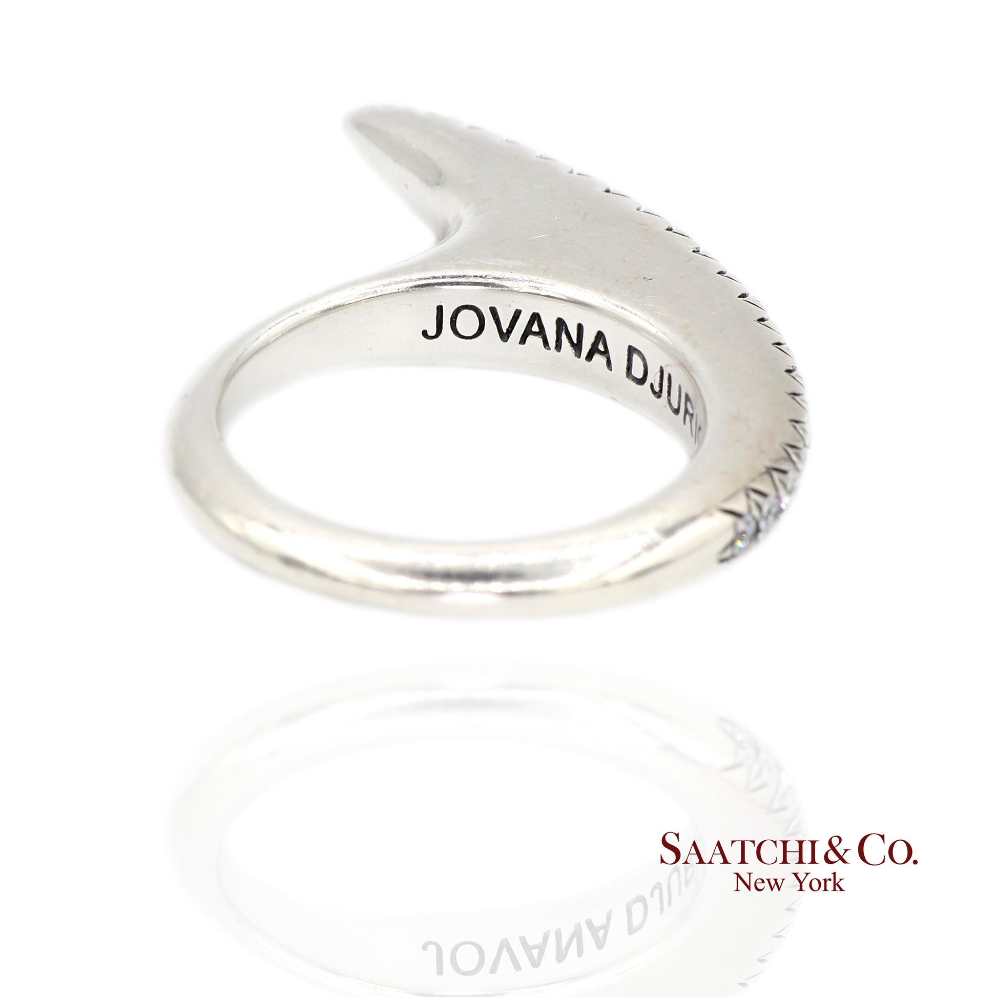 Jovana Djuric Sterling Silver (950) Natural Small Diamond Ridge Slice Ring