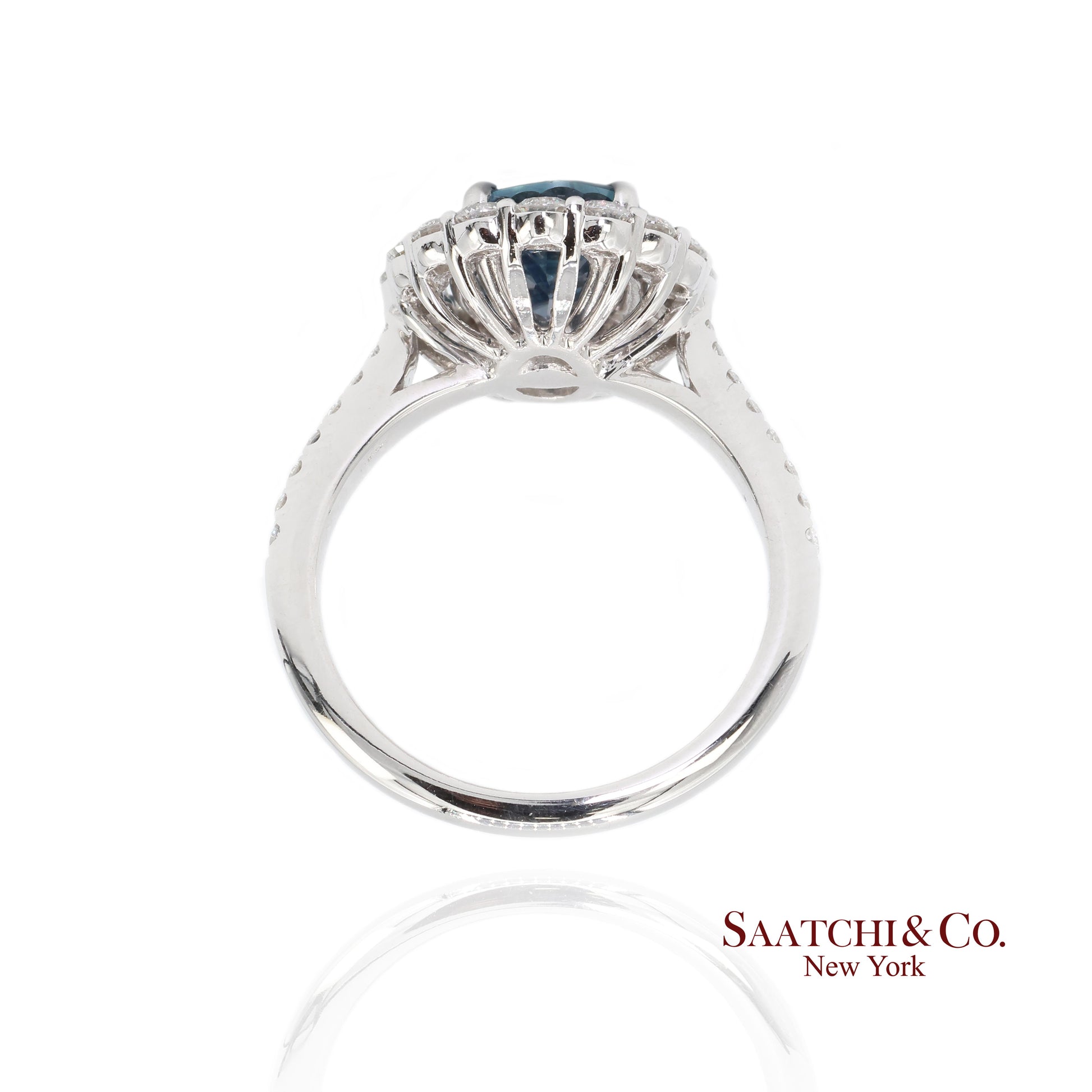 18K White Gold Natural Sapphire and Diamond Ring