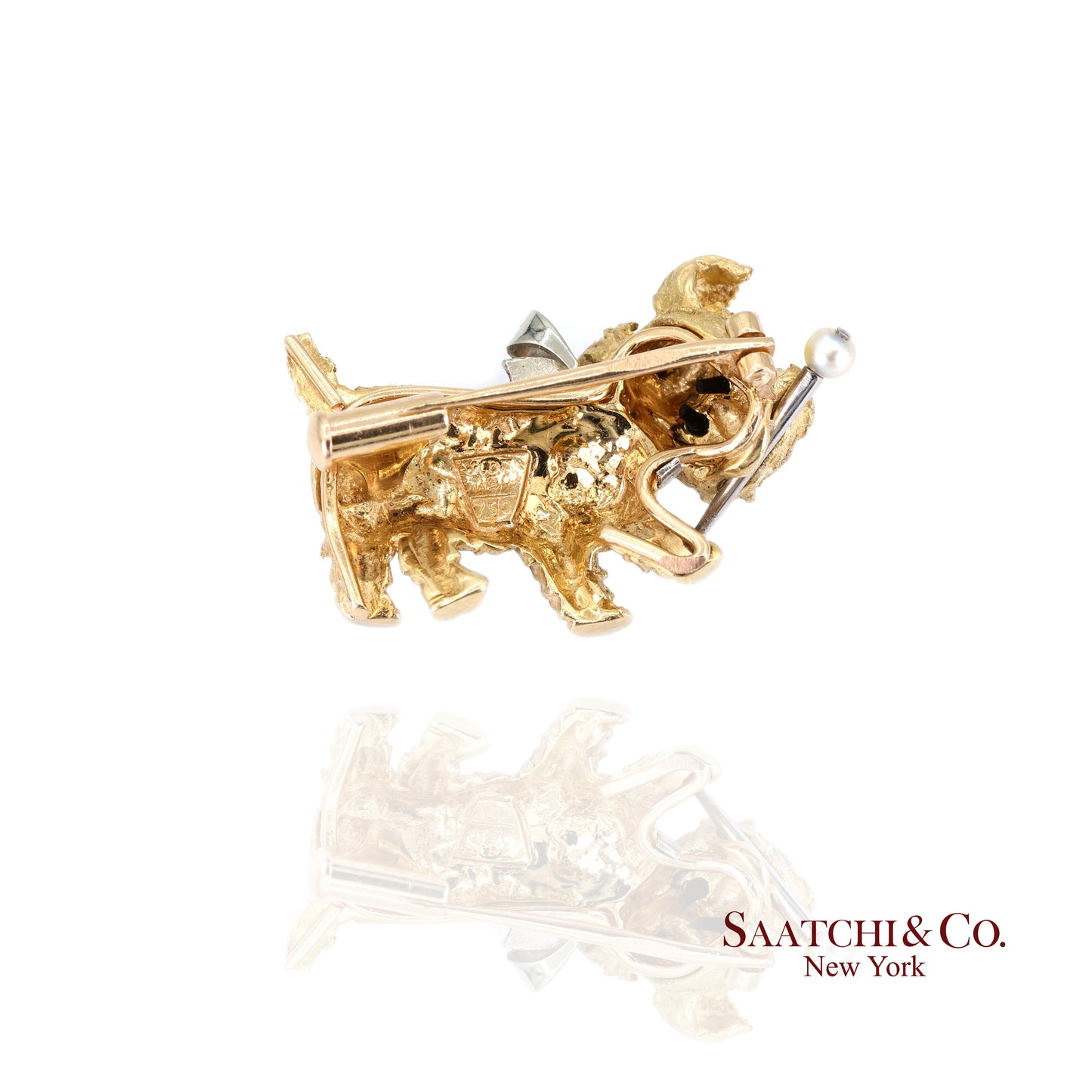 18K (750) Yellow Gold Vintage Golden Dog Brooch / Pin