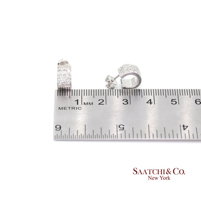 18k (750) White Gold Natural Diamond Wide Hoop Earrings