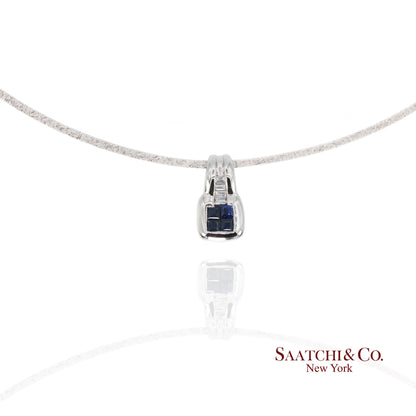 Elegant 18K White Gold Choker Necklace with Natural Diamond Pendant