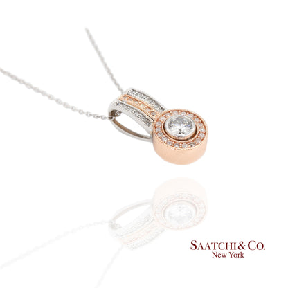 14K (585) White and Rose Gold Natural White Diamond Pendant
