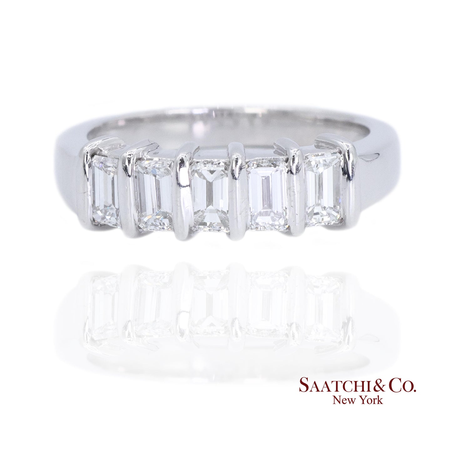 Platinum 950 Natural Baguette Diamond Ring