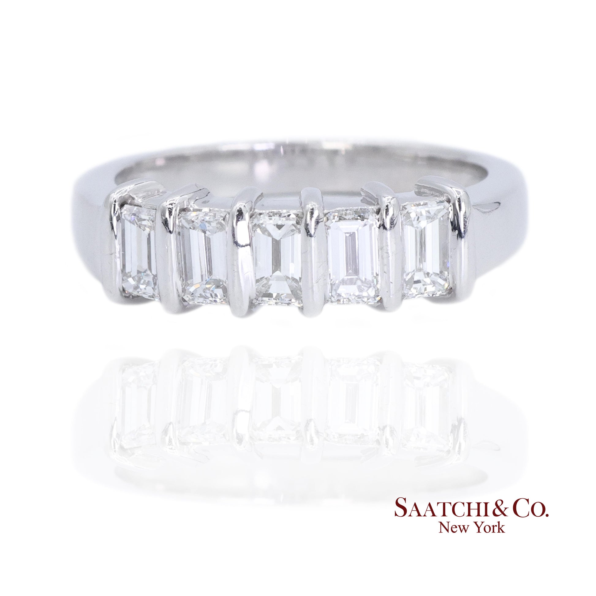 Platinum 950 Natural Baguette Diamond Ring