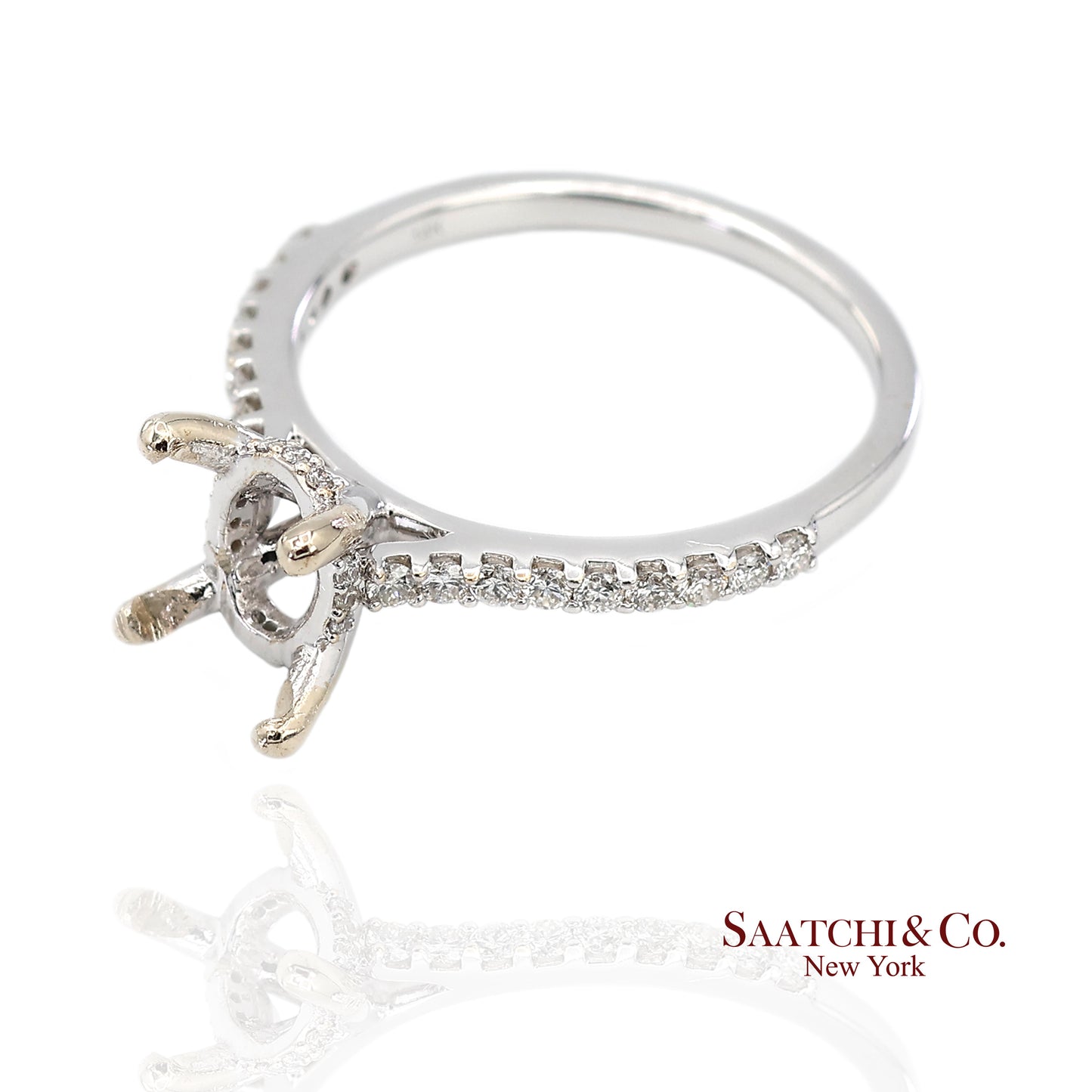 14K (585) White Gold Natural Brilliant Diamond Semi Mount Ring Size 7