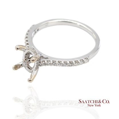 14K (585) White Gold Natural Brilliant Diamond Semi Mount Ring Size 7