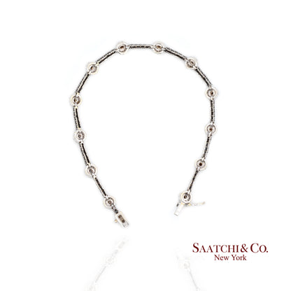 18K White Gold Tennis Bracelet with Natural Champagne Diamonds