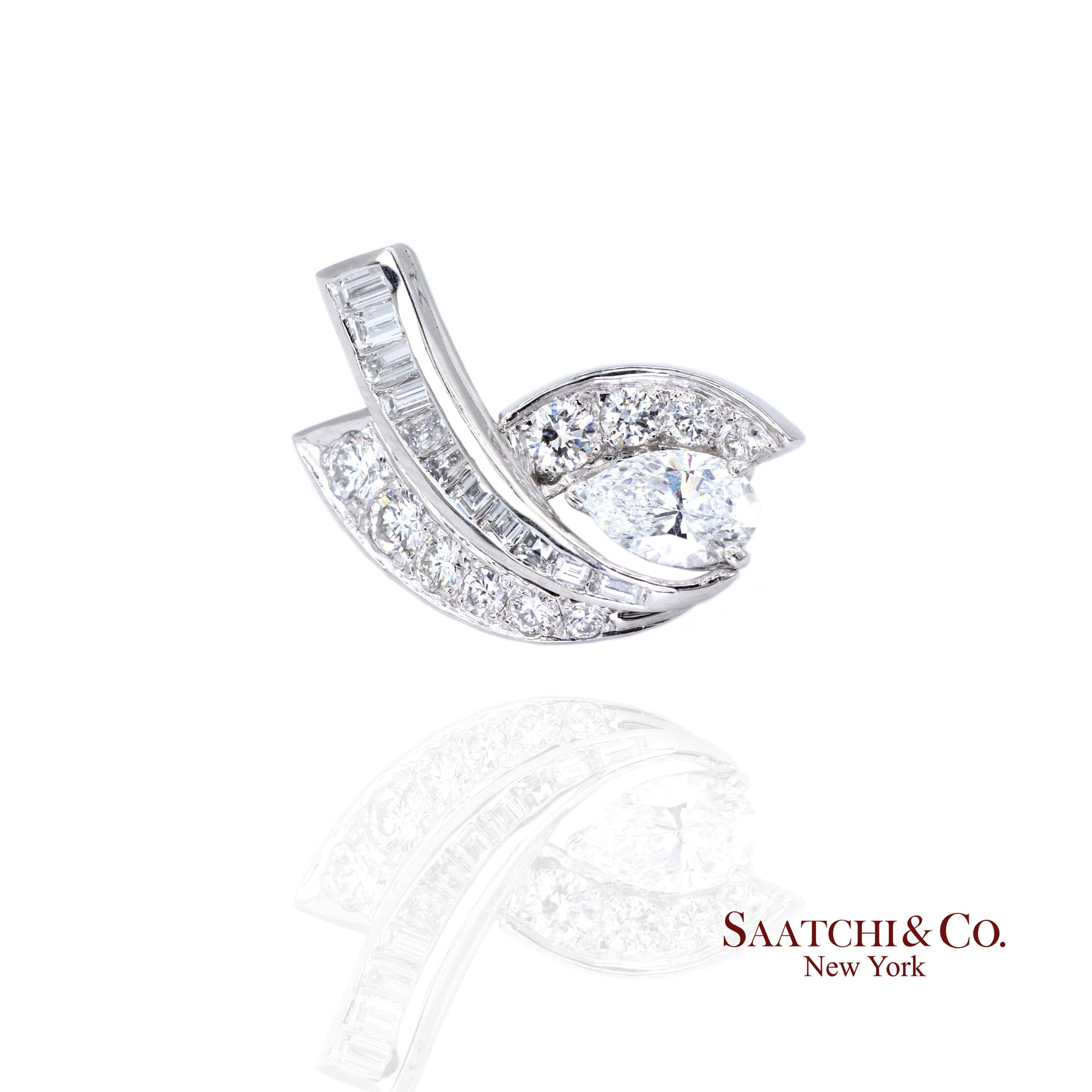 Platinum 950 Natural White Diamond Fancy Luxe Earring