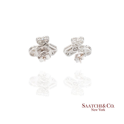 18K white gold Pie cut Pear and Emerald shape natural diamond Earring
