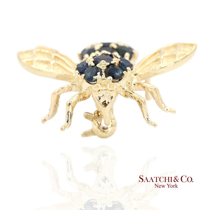 14k (585) Yellow Gold Natural Diamond Bee Shape Brooch/Pin
