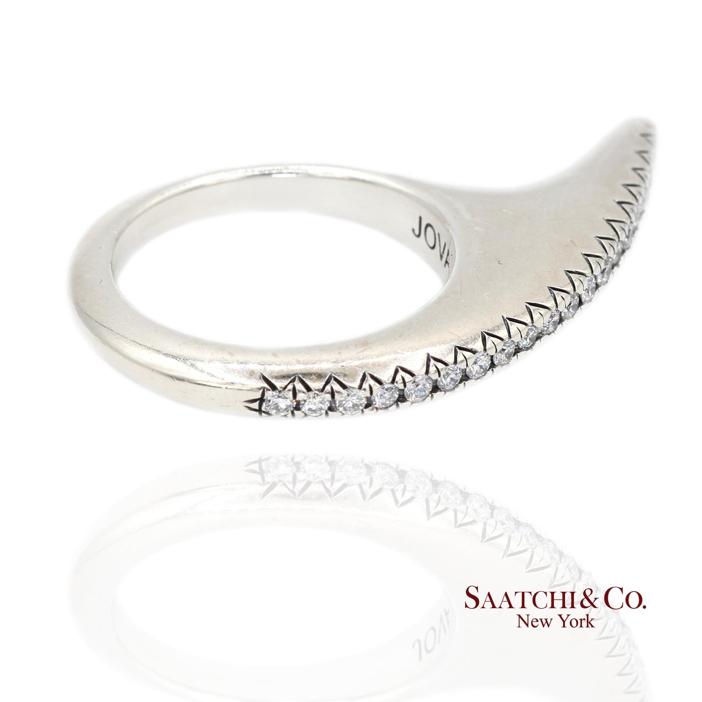 Jovana Djuric Sterling Silver (950) Natural Small Diamond Ridge Slice Ring