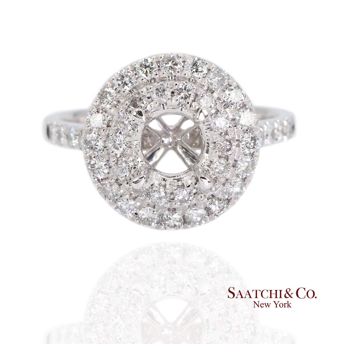 Platinum (950) Natural Brilliant Diamond Semi Mount Ring Size 6.5