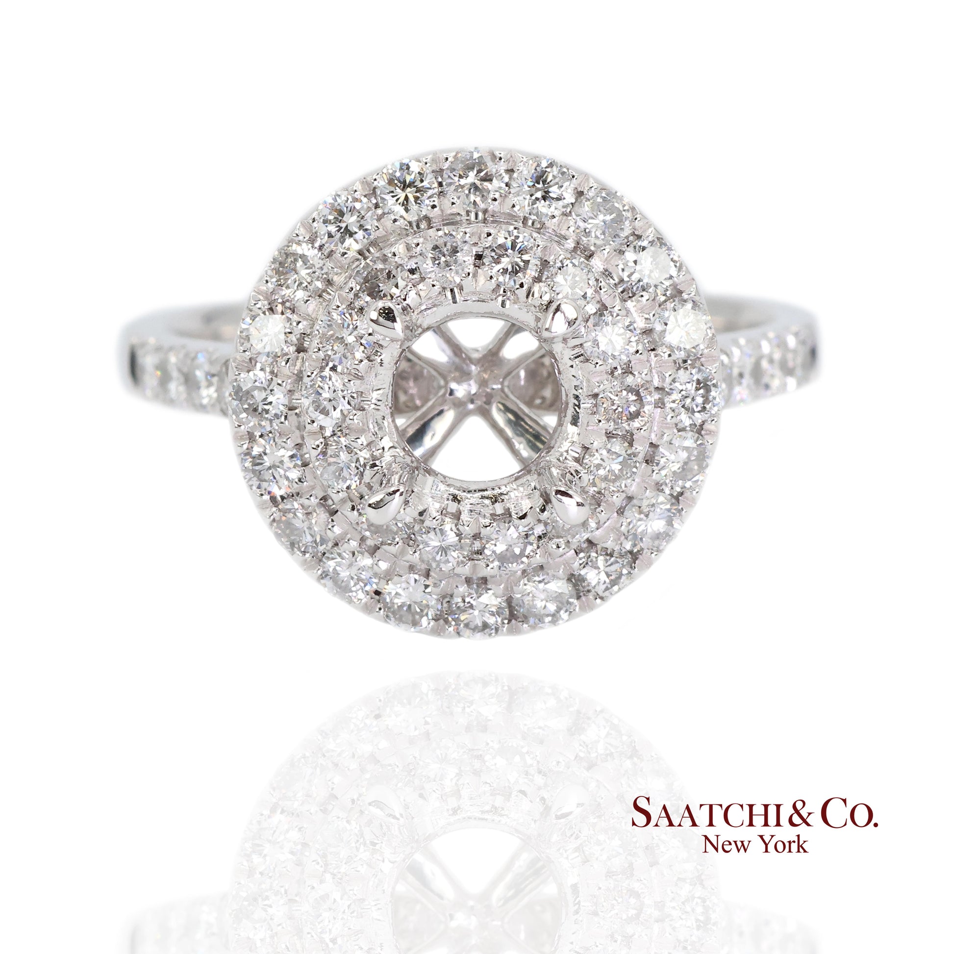 Platinum (950) Natural Brilliant Diamond Semi Mount Ring Size 6.5