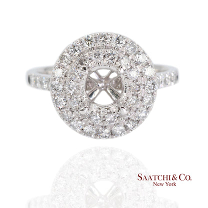 Platinum (950) Natural Brilliant Diamond Semi Mount Ring Size 6.5