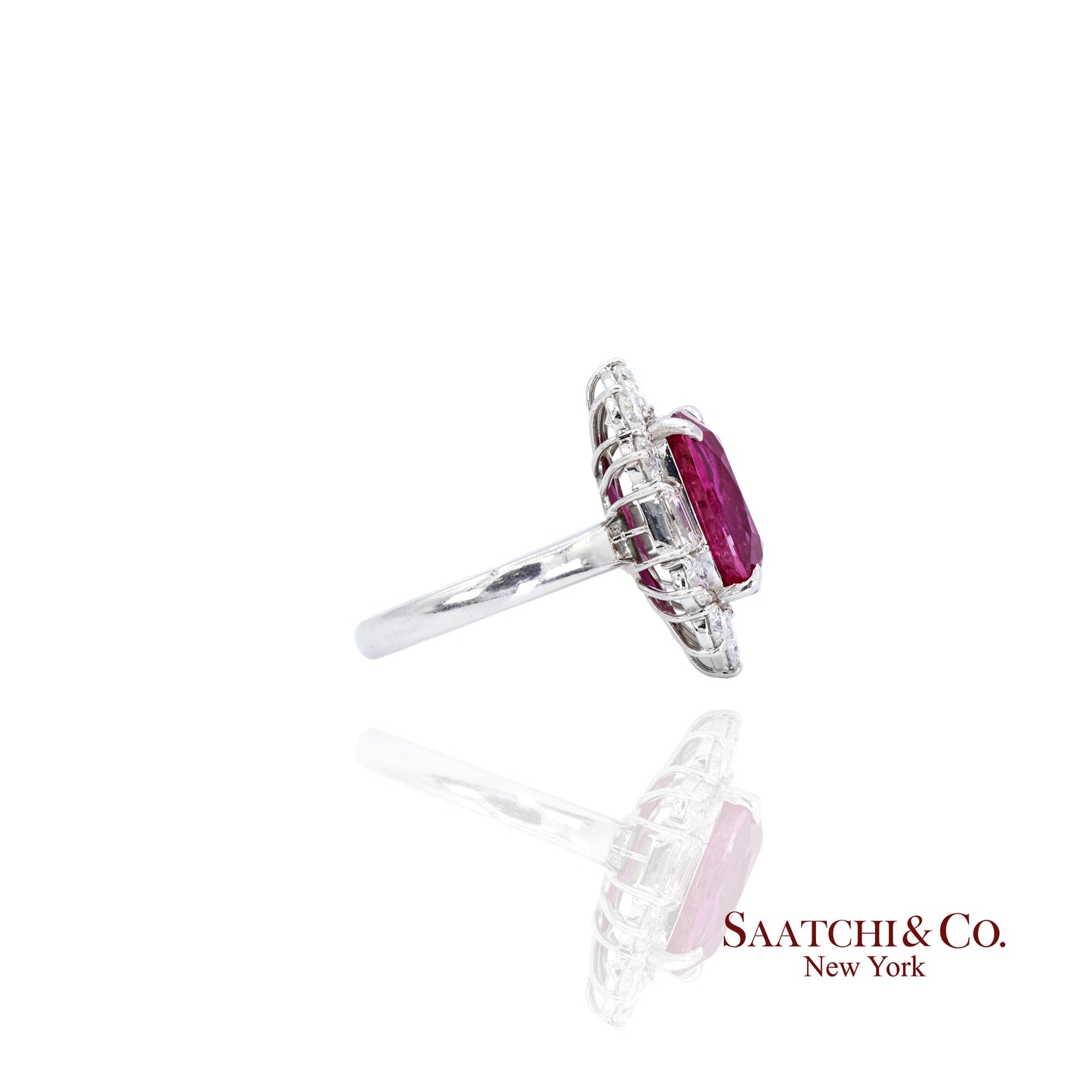 Platinum Ruby Diamond Ring Womens Size 6.75 Cocktail Mozambique