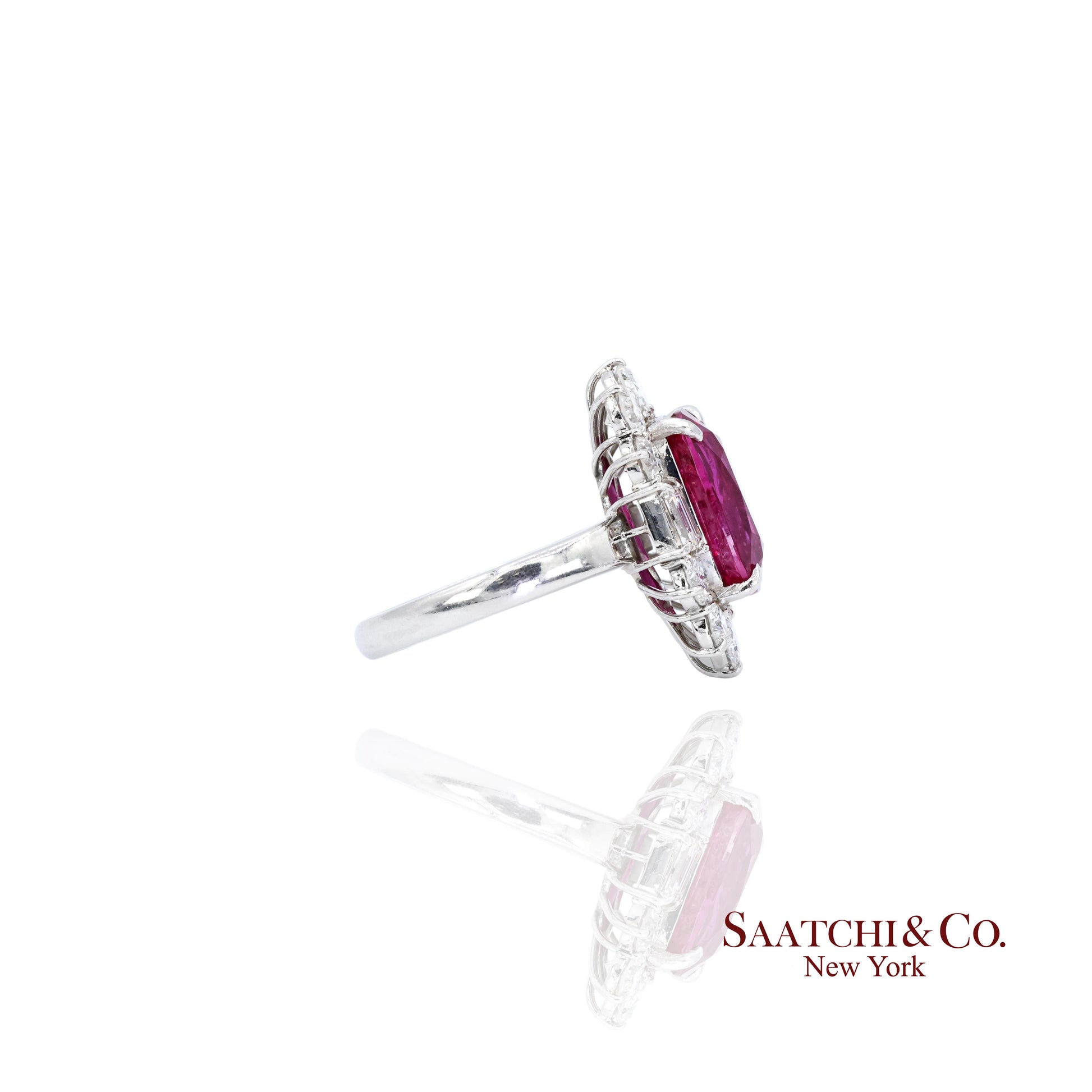 Platinum Ruby Diamond Ring Womens Size 6.75 Cocktail Mozambique