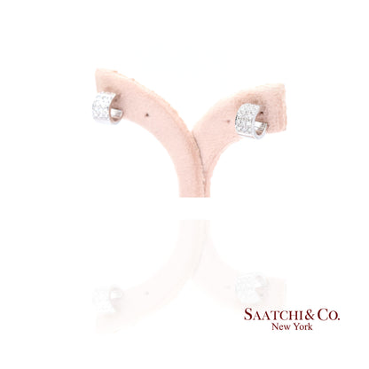 18k (750) White Gold Natural Diamond Wide Hoop Earrings