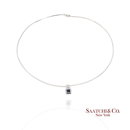 Elegant 18K White Gold Choker Necklace with Natural Diamond Pendant