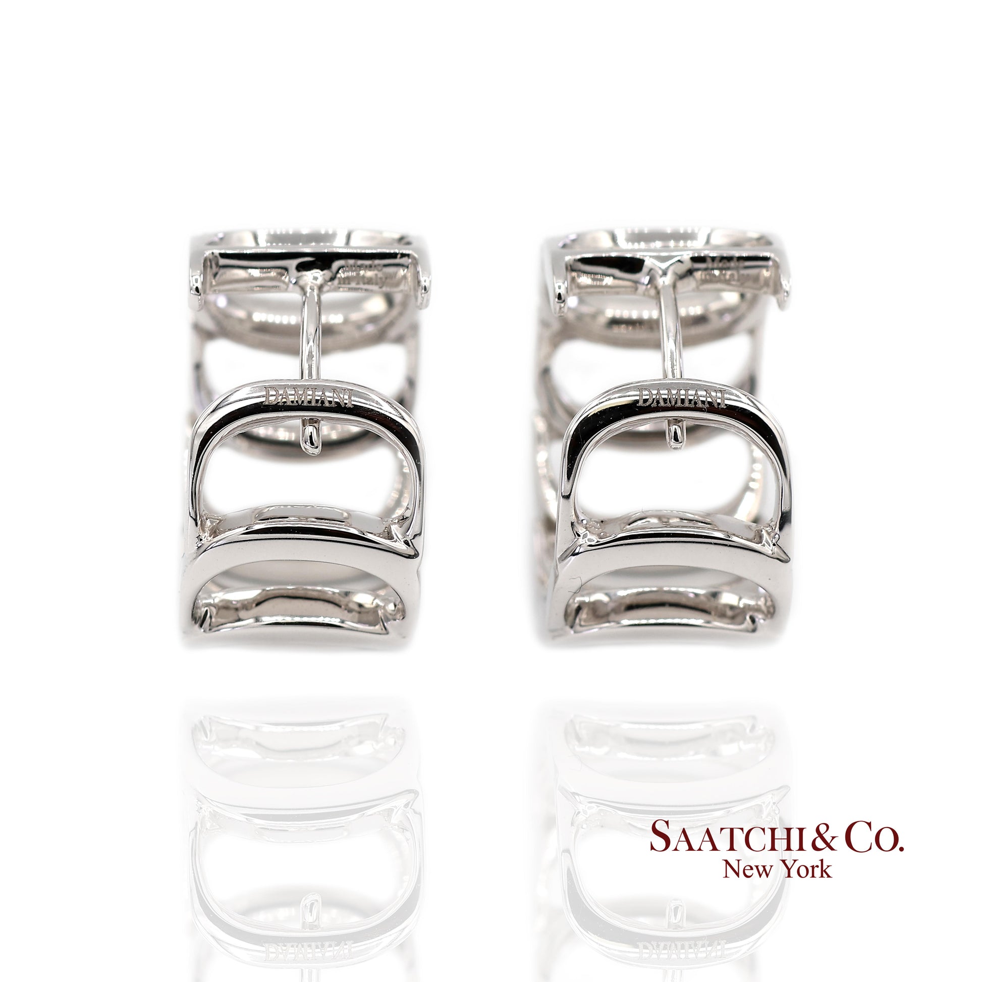 18K White Gold Natural Diamond Authentic Damiani Earrings