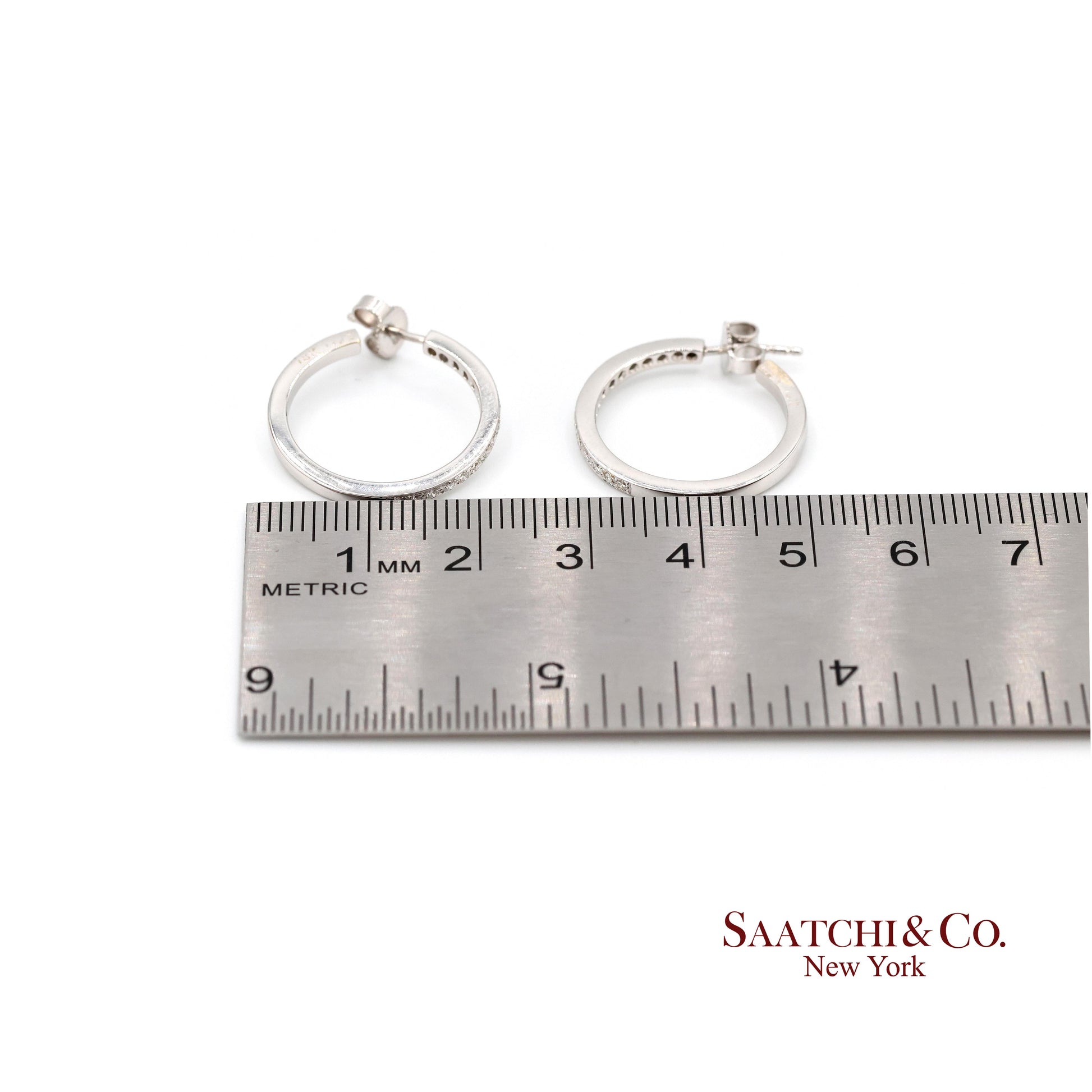 18k Diamond Hoop Earrings Womens White Gold Fine Jewelry Classic Luxe