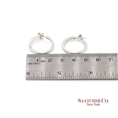 18k Diamond Hoop Earrings Womens White Gold Fine Jewelry Classic Luxe