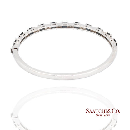 14k white gold Natural sapphire Natural Diamond Bracelet Bangle