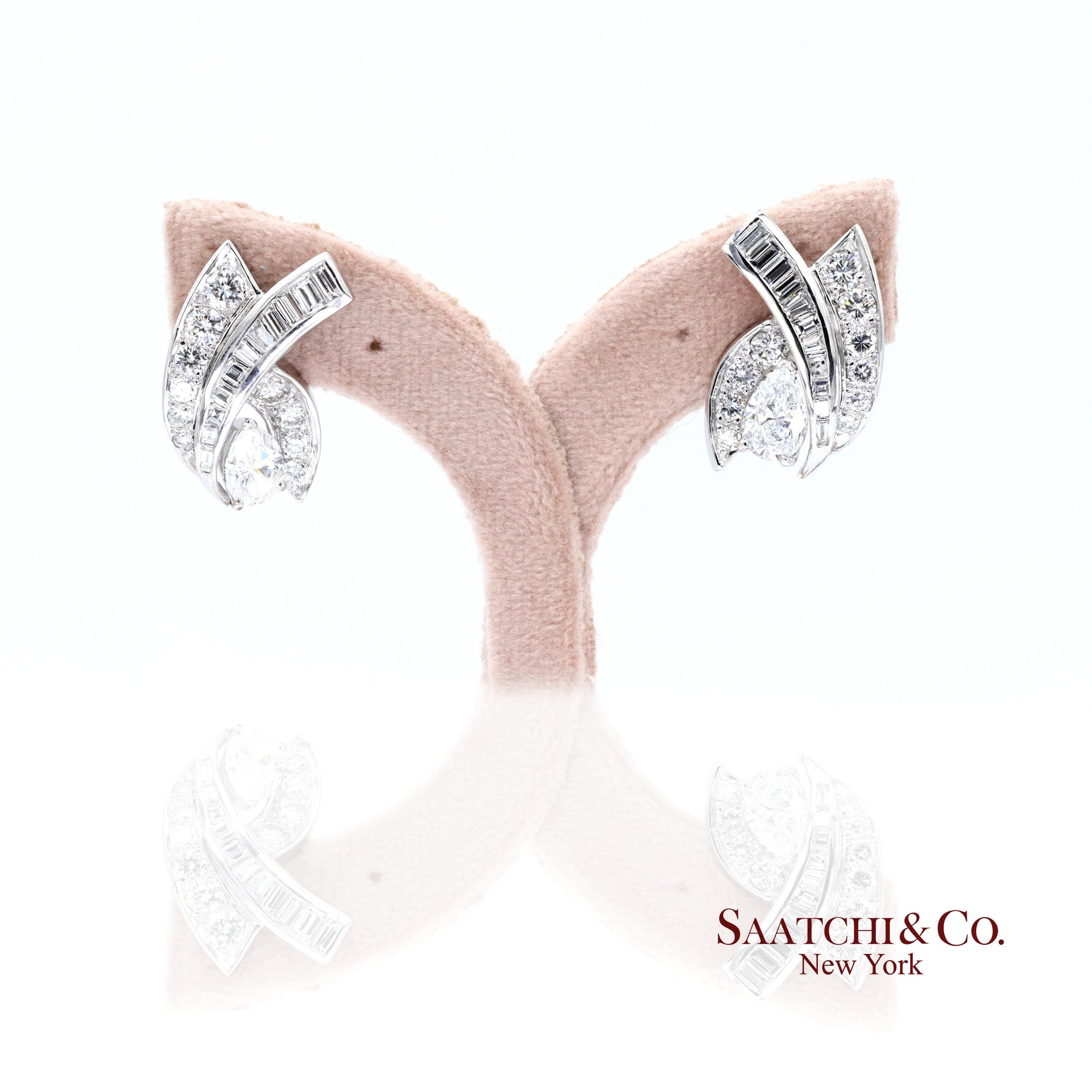 Platinum 950 Natural White Diamond Fancy Luxe Earring