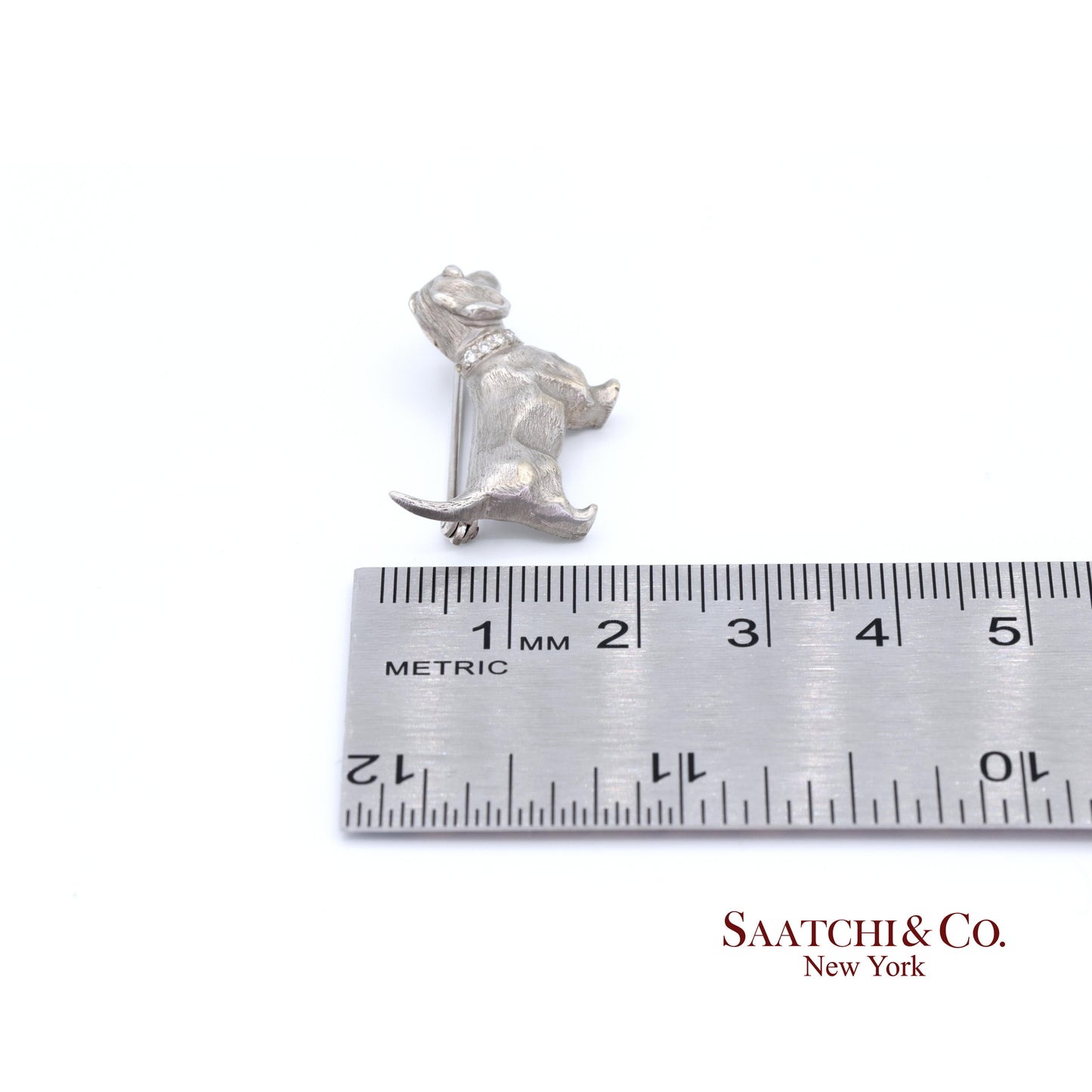 14k (585) White Gold Dachshund dog Brooch / Pin