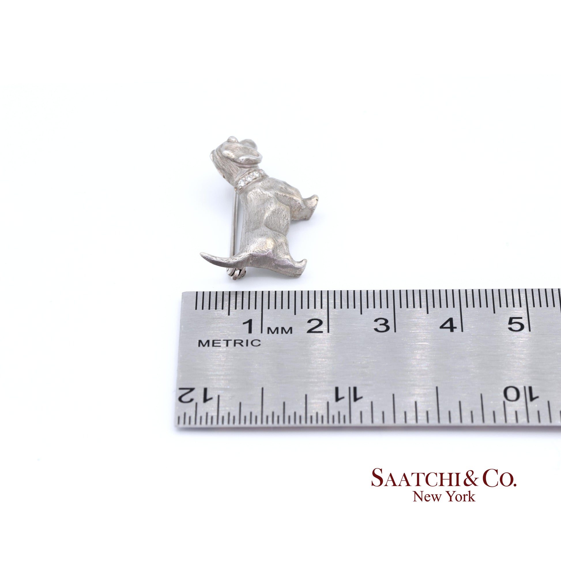 14k (585) White Gold Dachshund dog Brooch / Pin