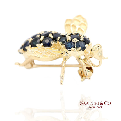 14k (585) Yellow Gold Natural Diamond Bee Shape Brooch/Pin