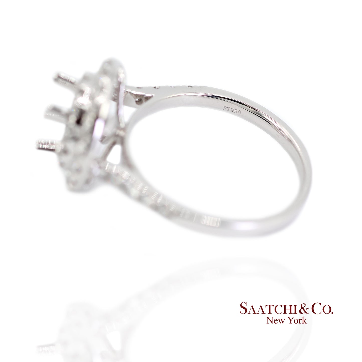 Platinum (950) Natural Brilliant Diamond Semi Mount Ring Size 6.5