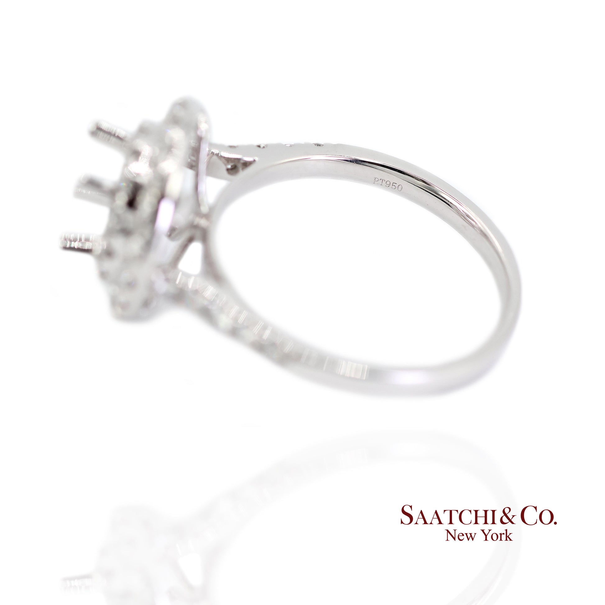 Platinum (950) Natural Brilliant Diamond Semi Mount Ring Size 6.5