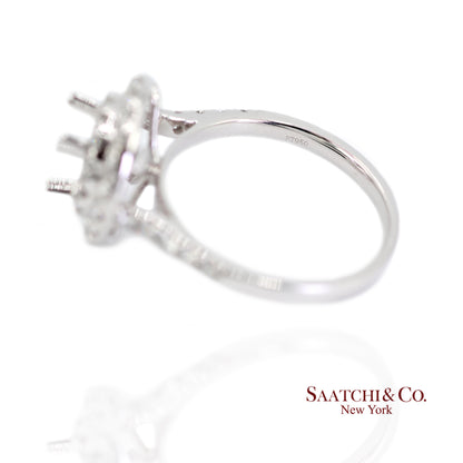 Platinum (950) Natural Brilliant Diamond Semi Mount Ring Size 6.5