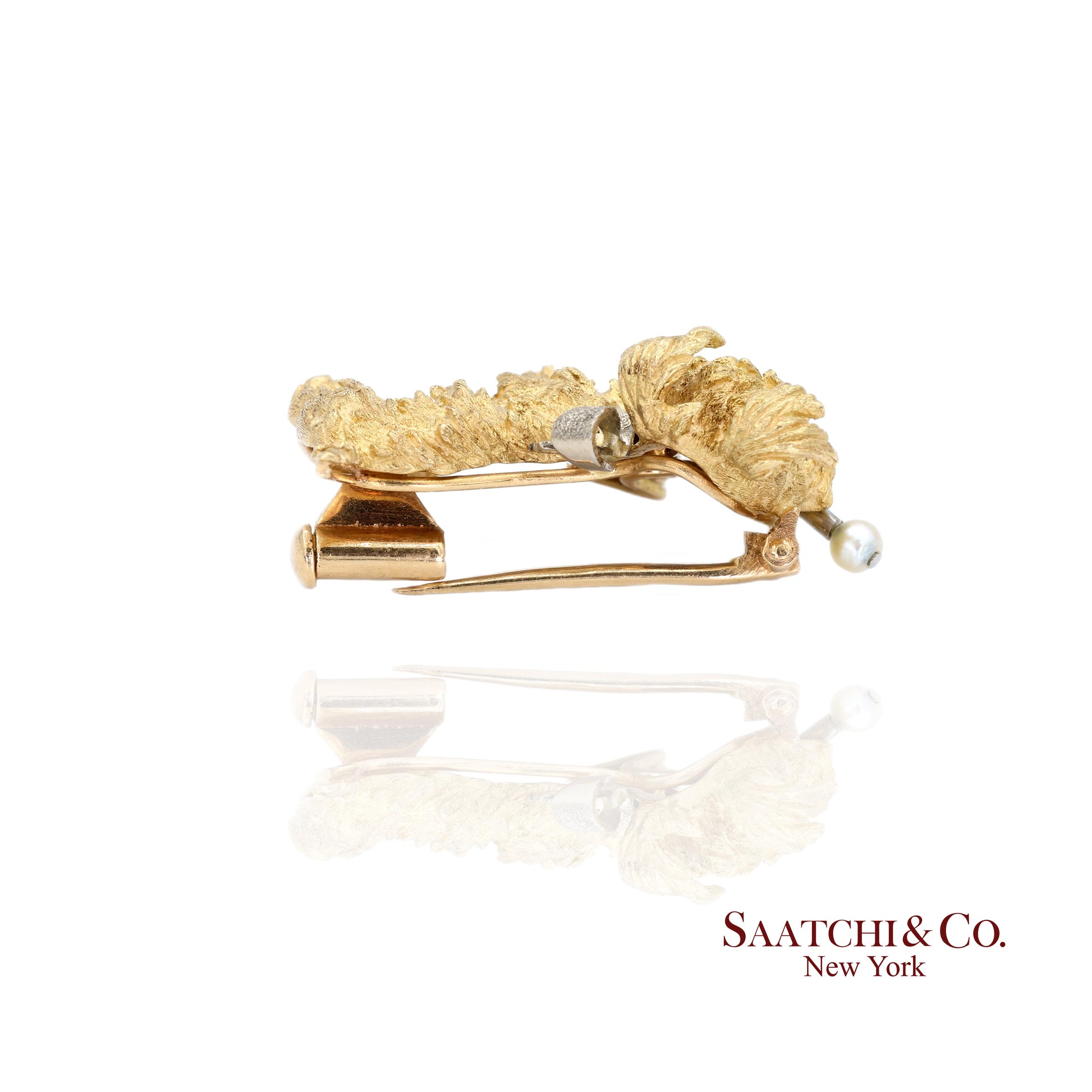 18K (750) Yellow Gold Vintage Golden Dog Brooch / Pin