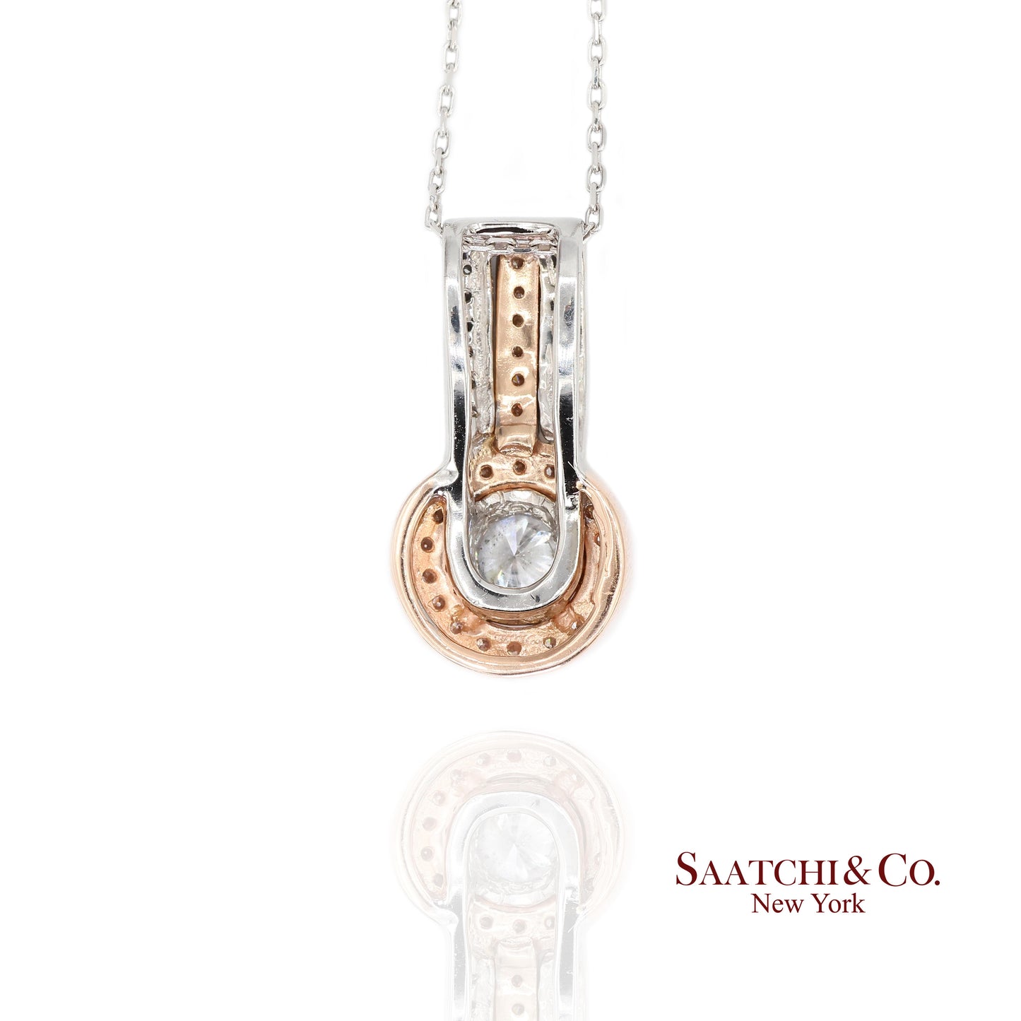 14K (585) White and Rose Gold Natural White Diamond Pendant