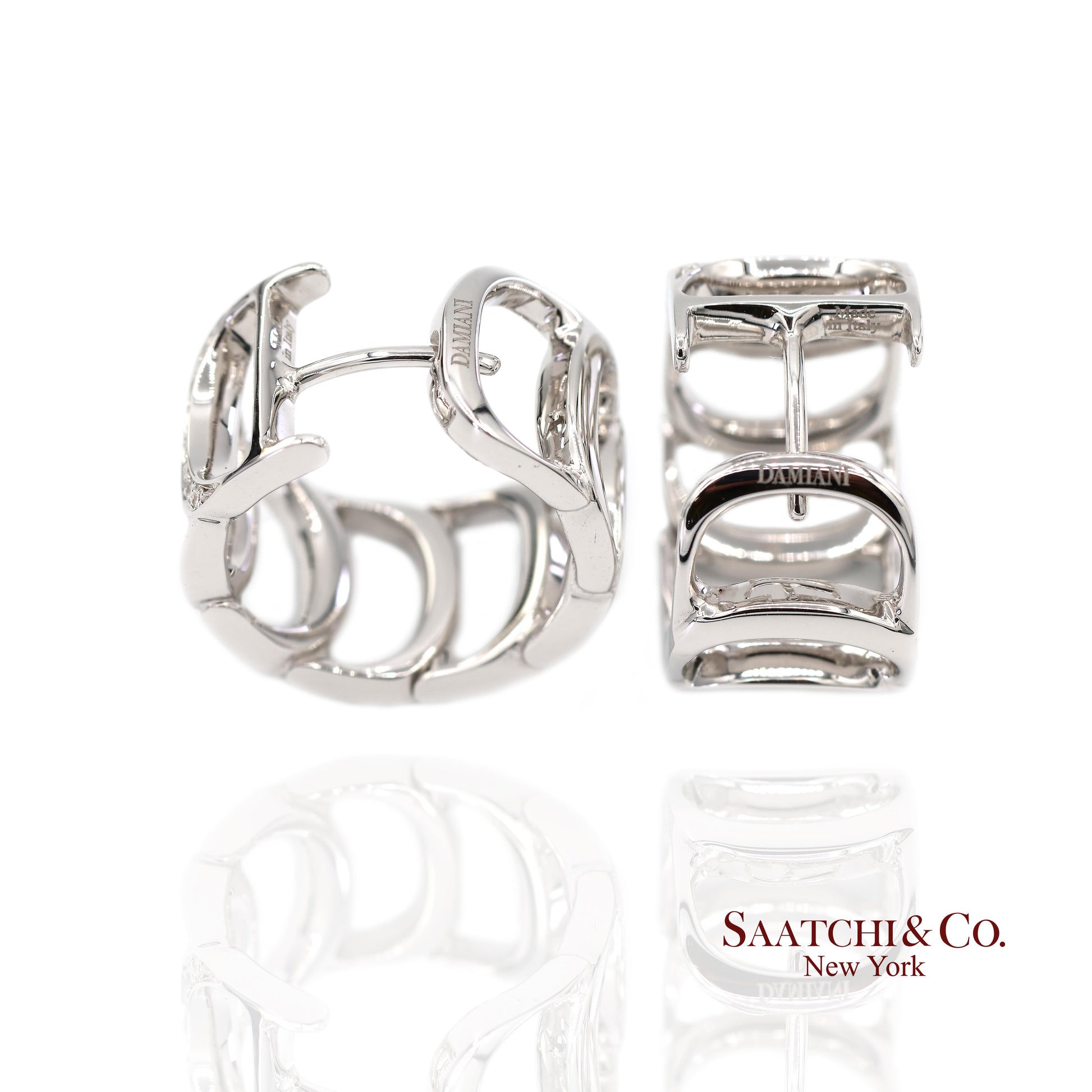 18K White Gold Natural Diamond Authentic Damiani Earrings