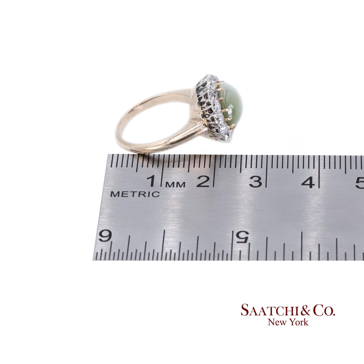 14K Cat Eye Diamond Ring Womens Vintage Halo Elegant Old Money Minimalist