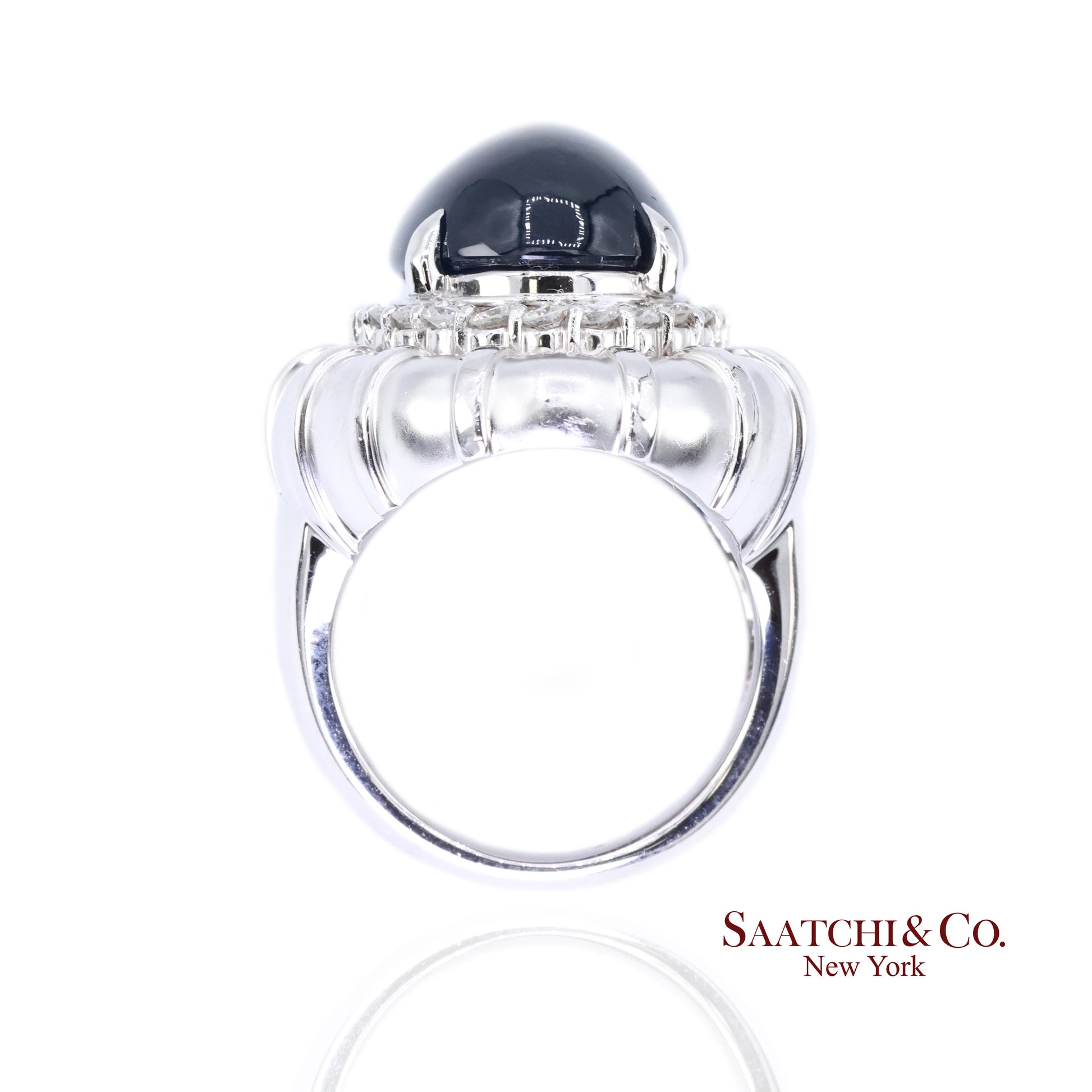 Platinum Blue Sapphire Natural Diamond Ring Women's Size 6 Cocktail Glam