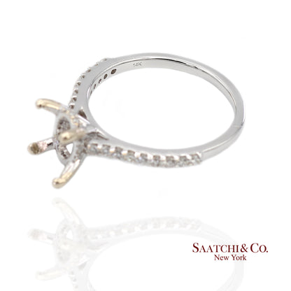 14K (585) White Gold Natural Brilliant Diamond Semi Mount Ring Size 7