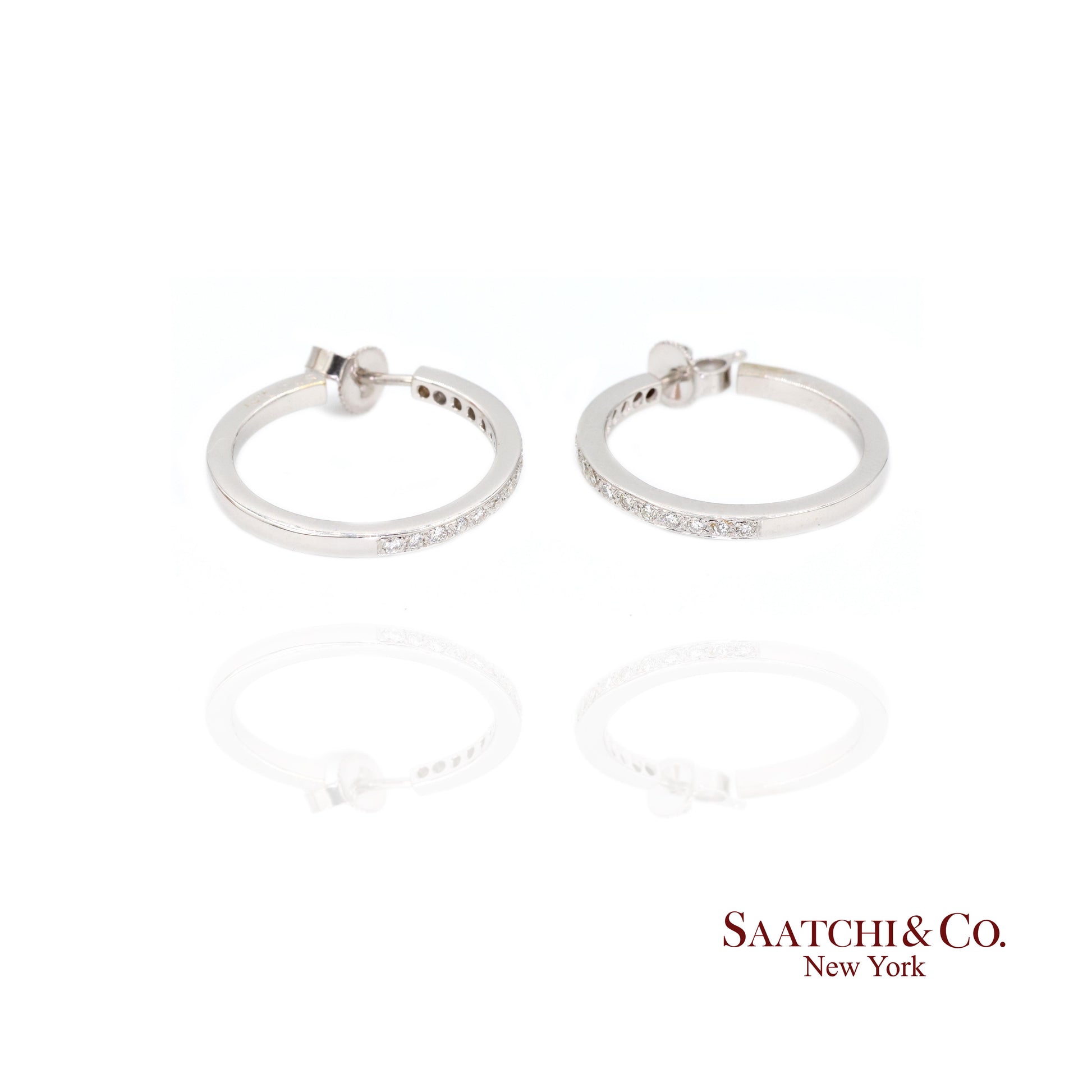 18k Diamond Hoop Earrings Womens White Gold Fine Jewelry Classic Luxe