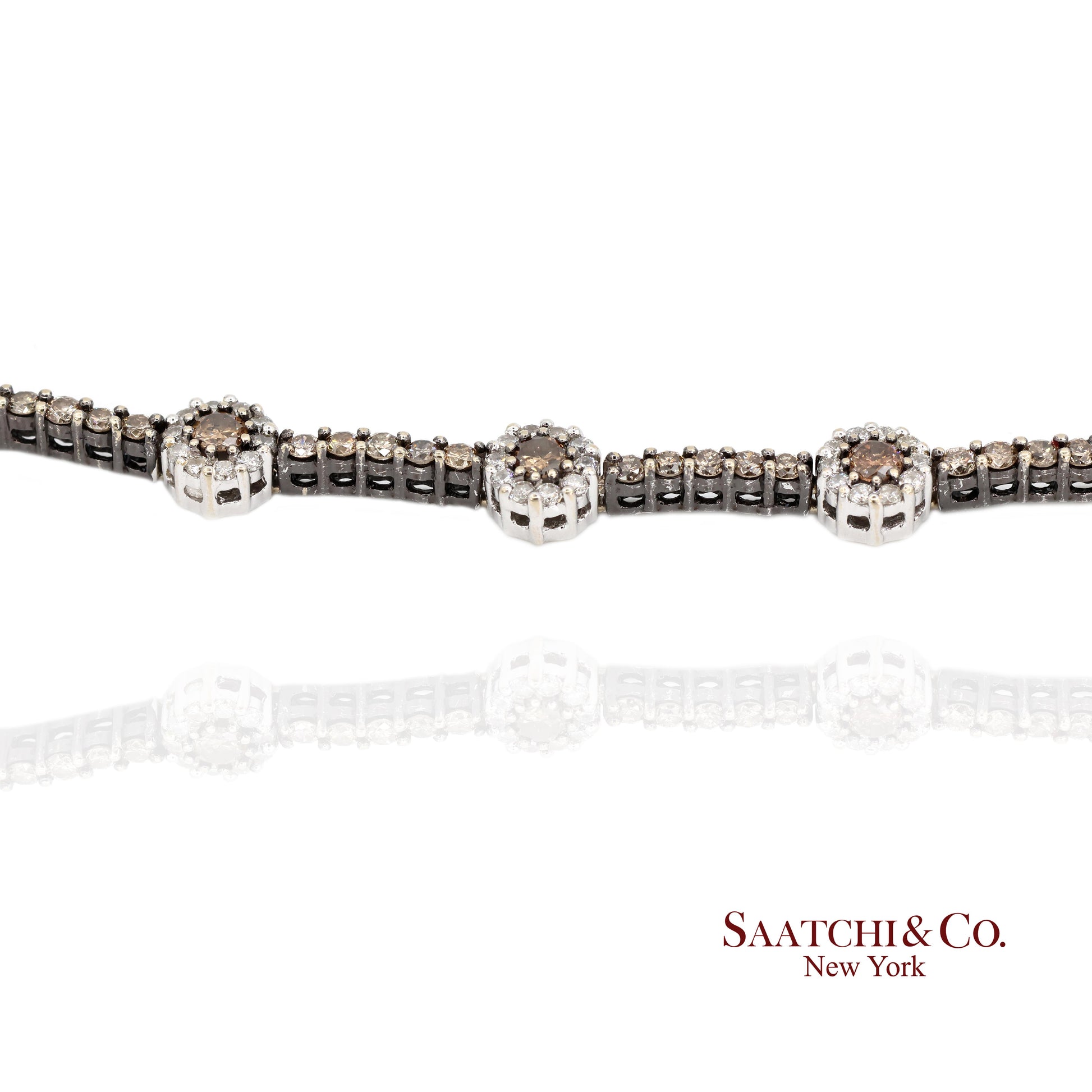 18K White Gold Tennis Bracelet with Natural Champagne Diamonds