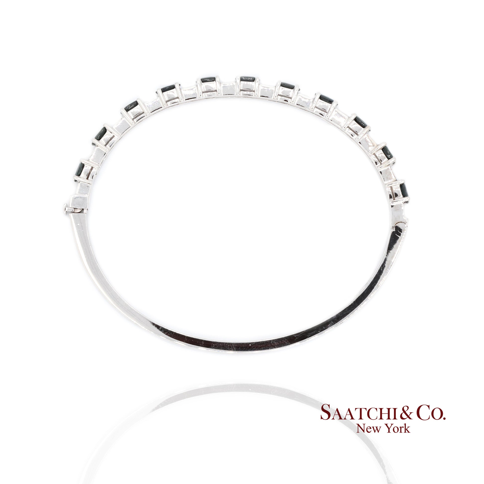 14k white gold Natural sapphire Natural Diamond Bracelet Bangle