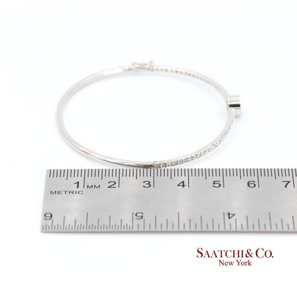 18k Diamond Bangle Bracelet Womens White Gold VS Pave Modern Fine Jewelry