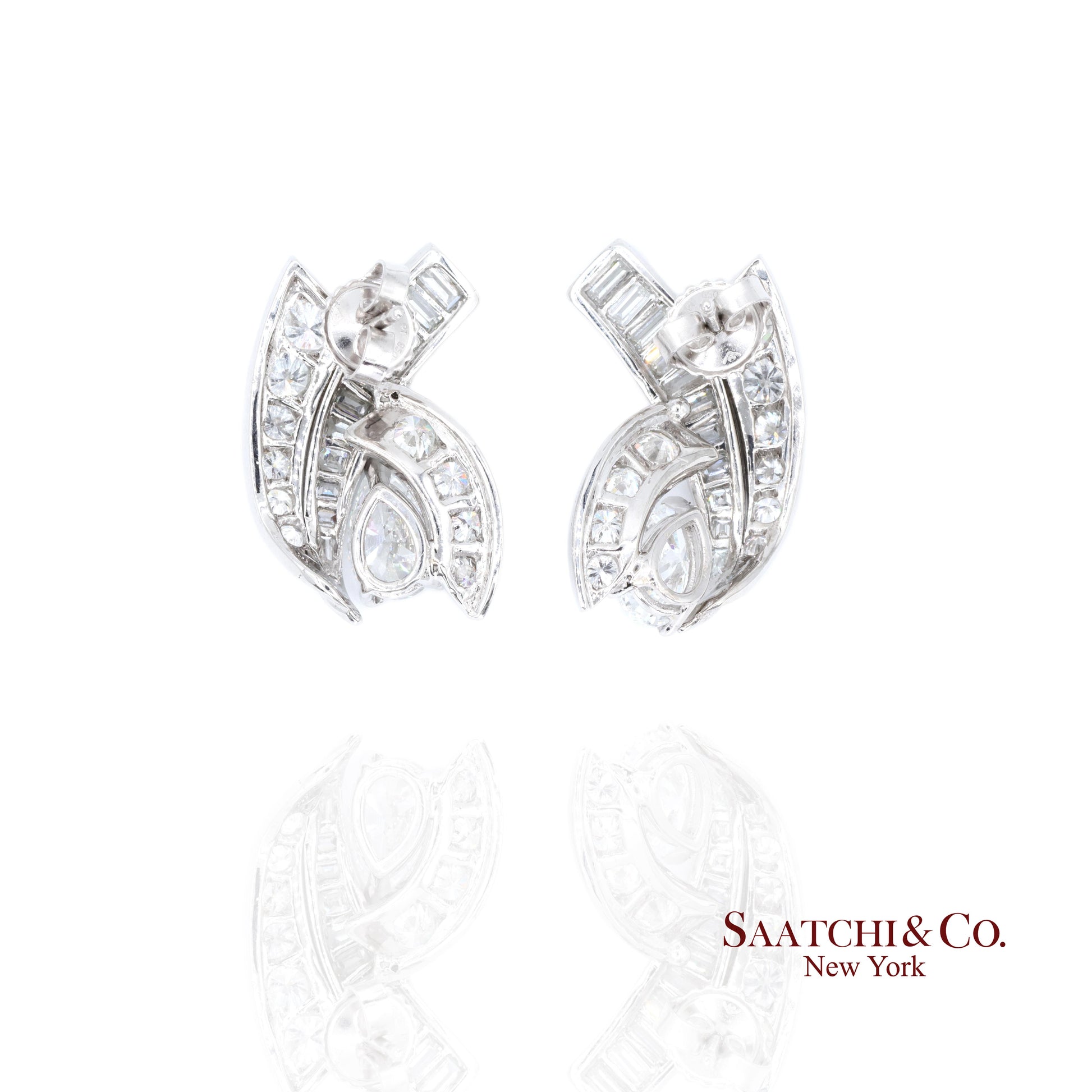 Platinum 950 Natural White Diamond Fancy Luxe Earring