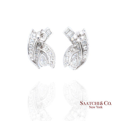 Platinum 950 Natural White Diamond Fancy Luxe Earring