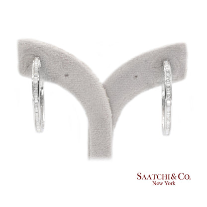 18K White Gold Natural Diamond Hoop Earring