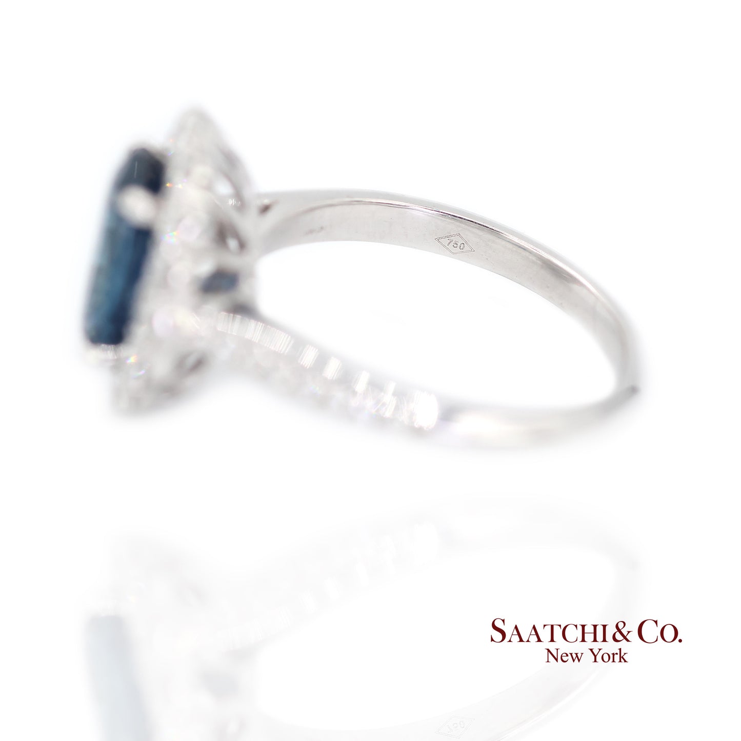 18K White Gold Natural Sapphire and Diamond Ring