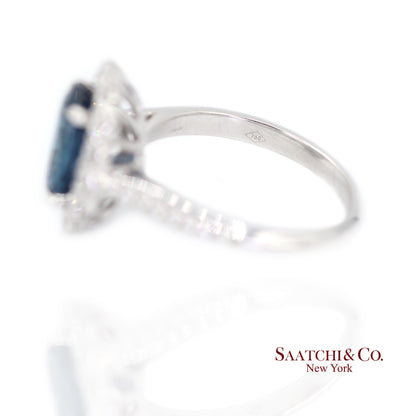 18K White Gold Natural Sapphire and Diamond Ring